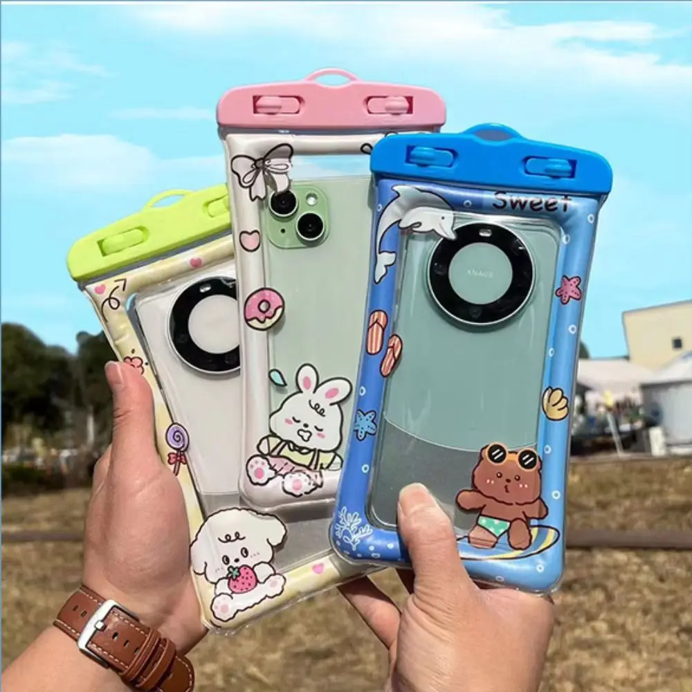 PVC Waterproof Bag Gift Rectangle Cartoon Touch Screen Diving Bag Transparent Cute Mobile Phone Waterproof Bag Summer