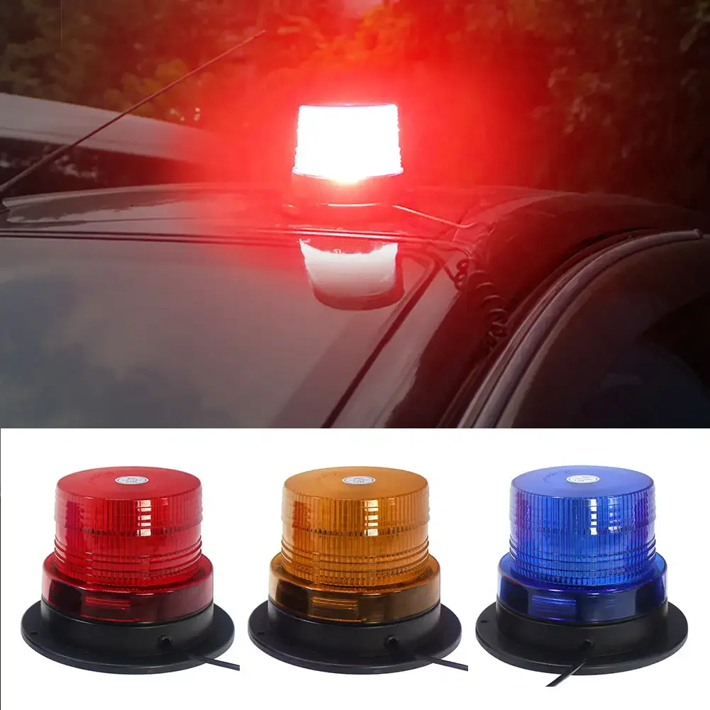 Lampu strobo Mobil LED 12V, lampu peringatan lalu lintas putar darurat, lampu kilat LED oranye biru merah