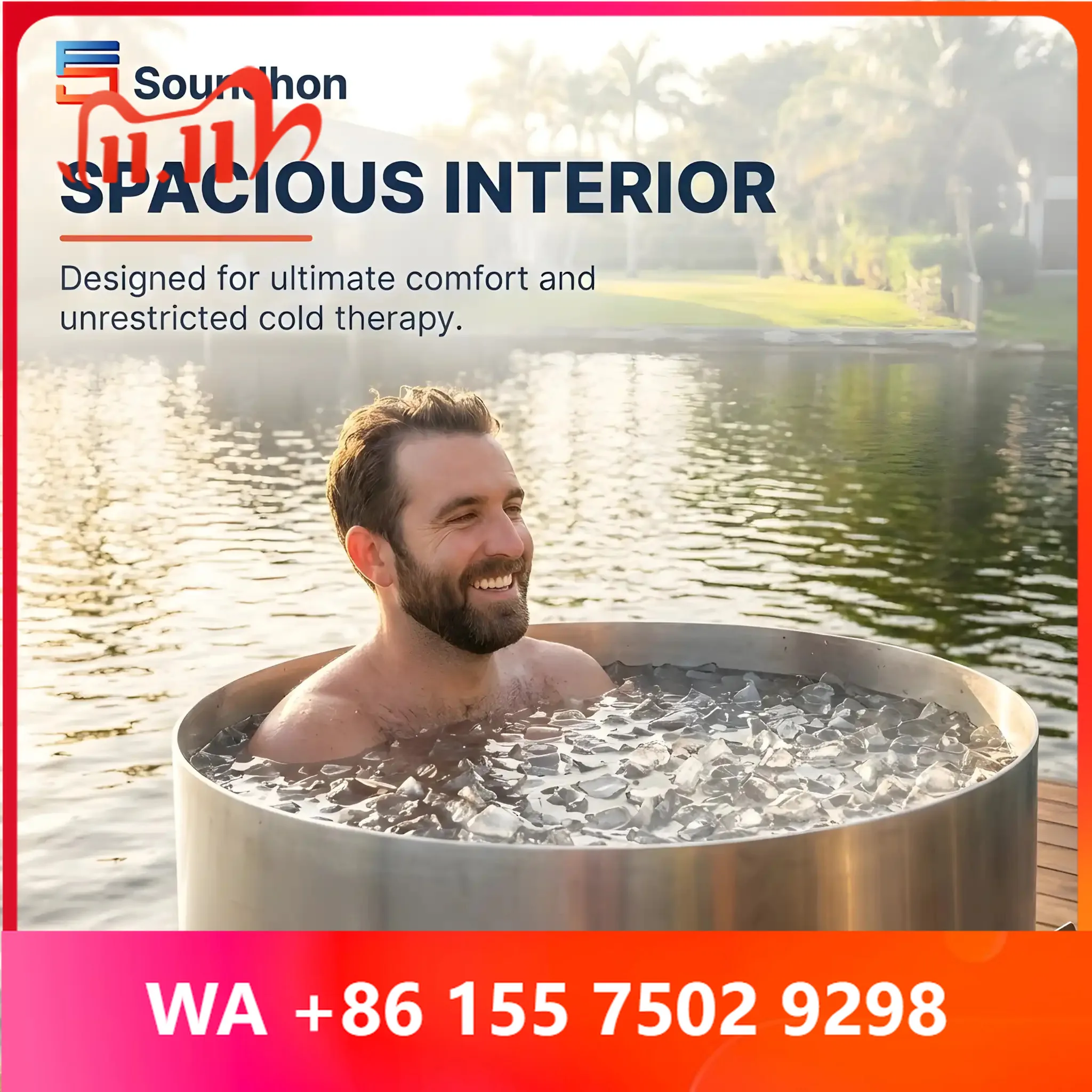 Marine-Gr 316 Stainless Steel Cold Plunge Barrel - Insulated I Bath Tub for Home & Commercial Use