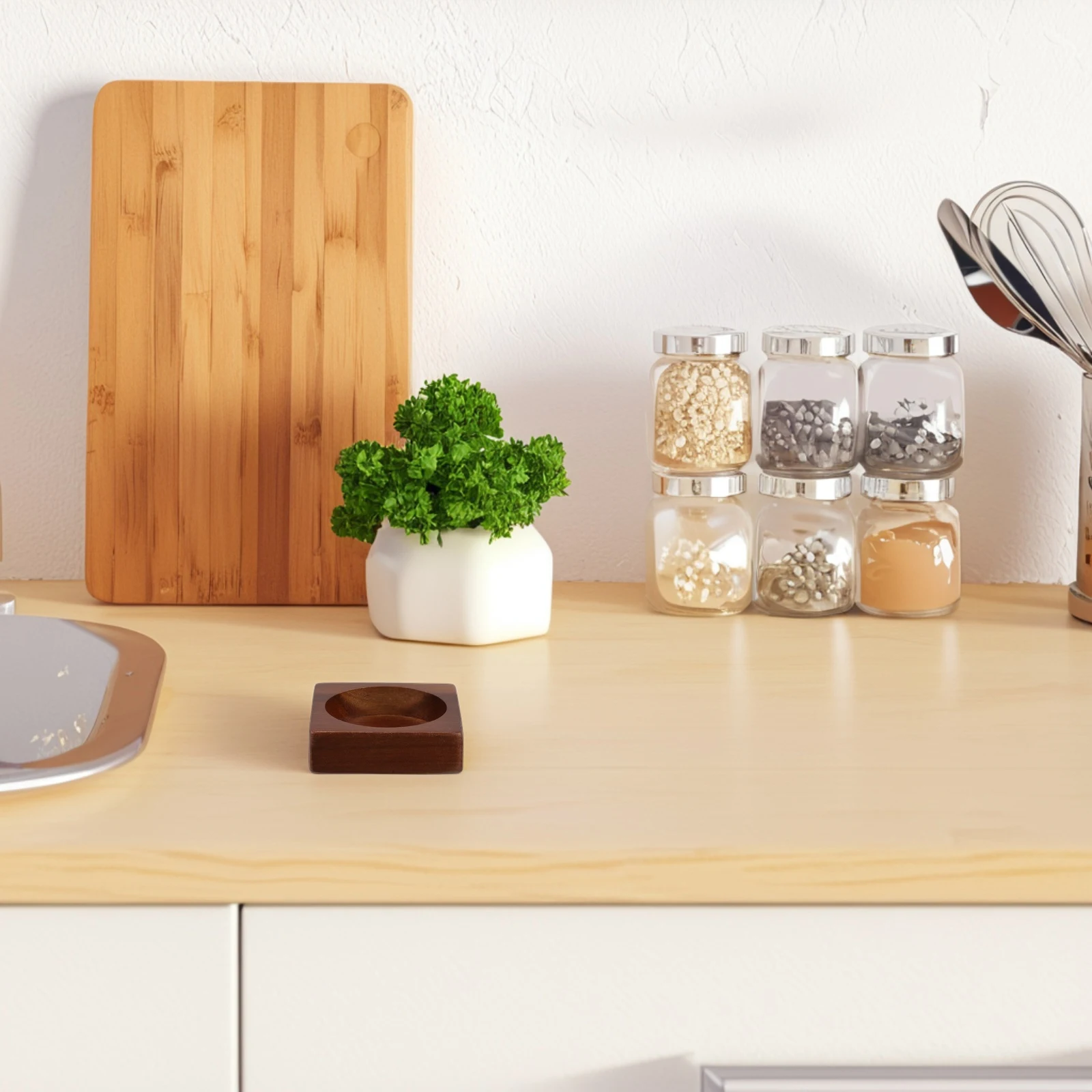 

Wooden Salt Pepper Grinder Base Tray Kitchen Countertop Storage Organizer Stand Holder For Table Display Pedestal