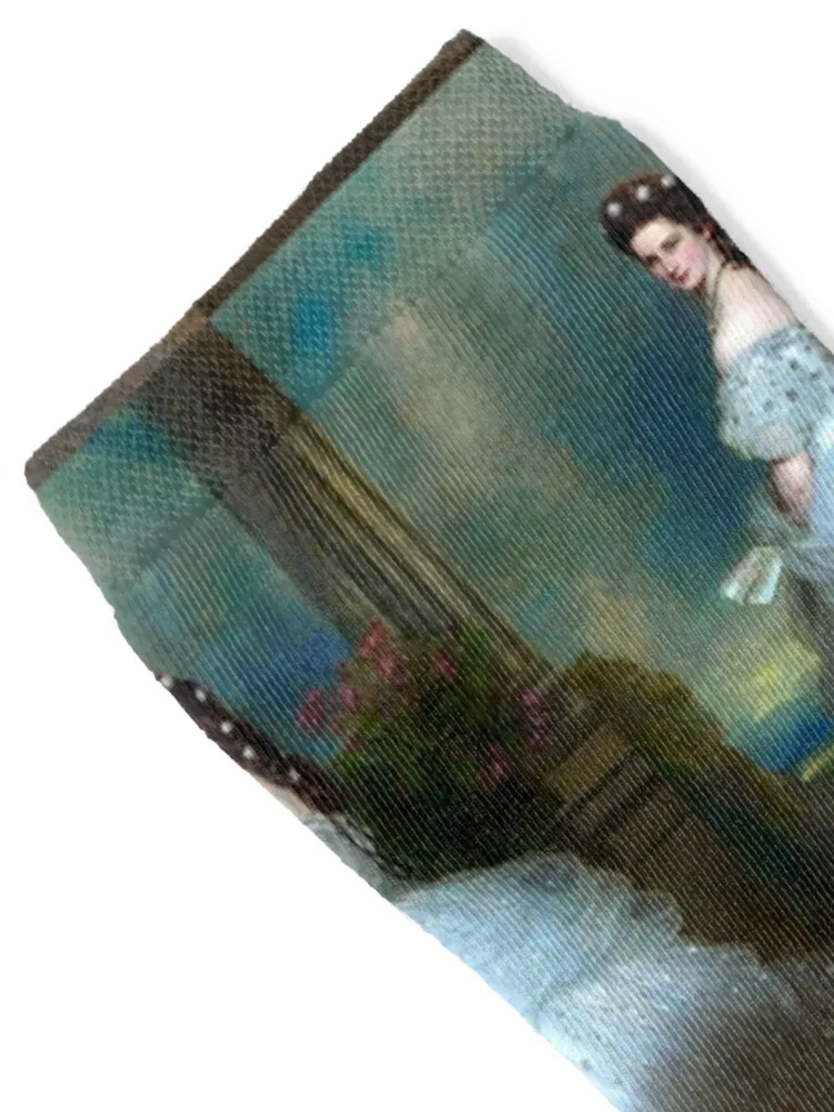 Portrait Of Empress Elisabeth of Austria by Franz Xaver Winterhalter-The Bavarian Rose — Empress Sissi. Ceremonial Portrai Socks