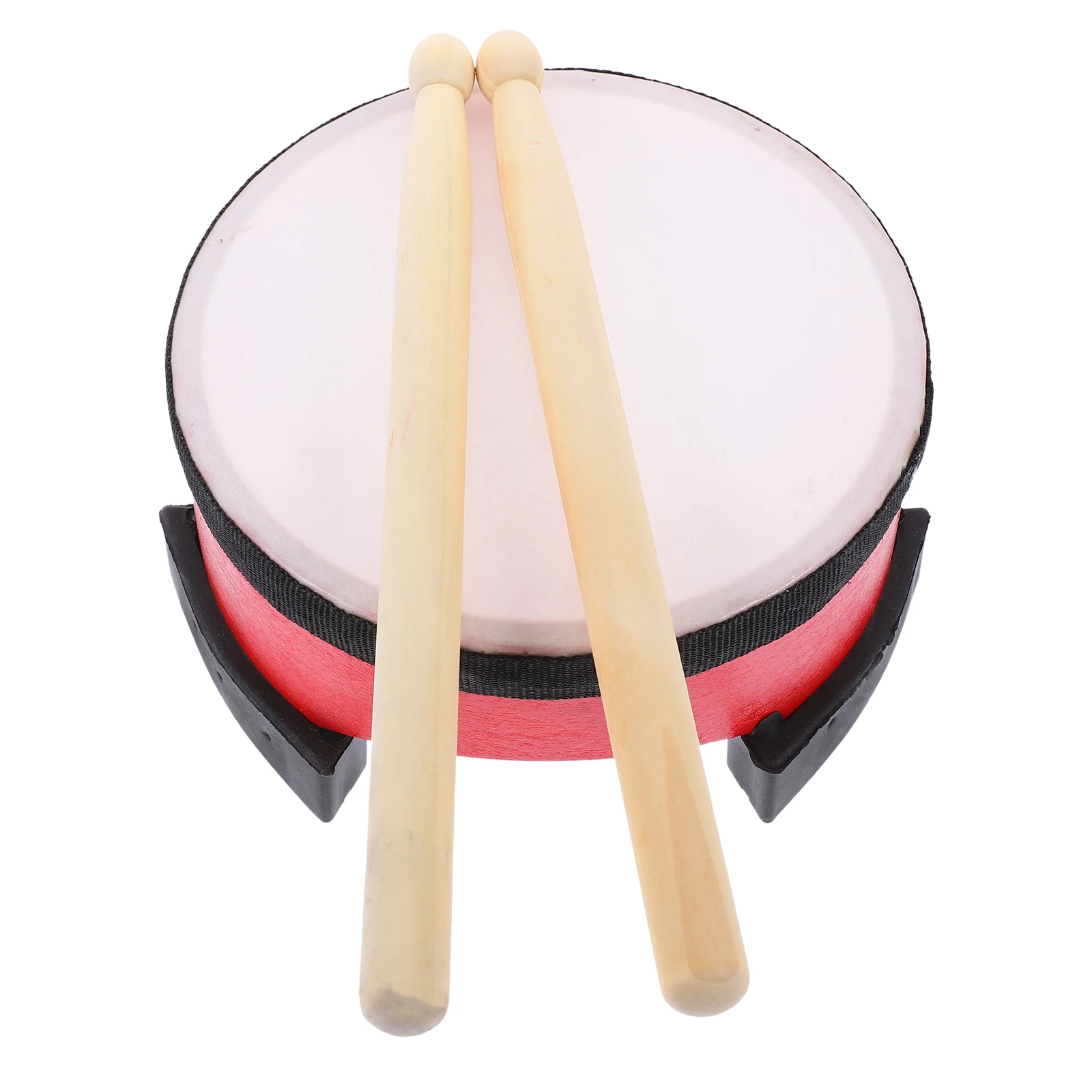 1 Juego de tambor de suelo rojo de 6 pulgadas, 1 Juego de instrumentos de percusión para niños, tambor Musical pequeño, juguete para niños pequeños, baquetas de Material