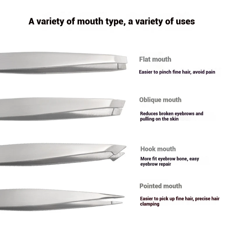 Zestaw 4 szt. Profesjonalnych pęset do codziennego czyszczenia brwi, rzęs i wąsów, doskonała precyzja w przypadku włosów na twarzy