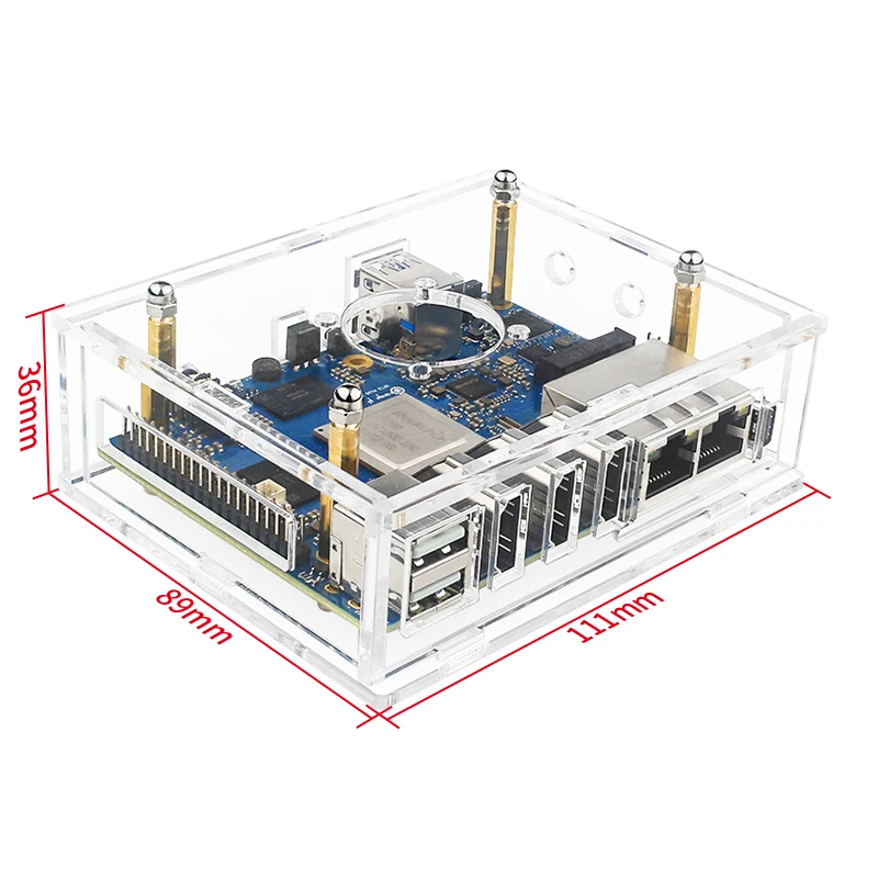 Orange Pi 5 Plus Acrylic Case Transparent Shell Enclosure Optional Cooling Fan Copper Aluminum Heat Sinks for Orange Pi 5 Plus