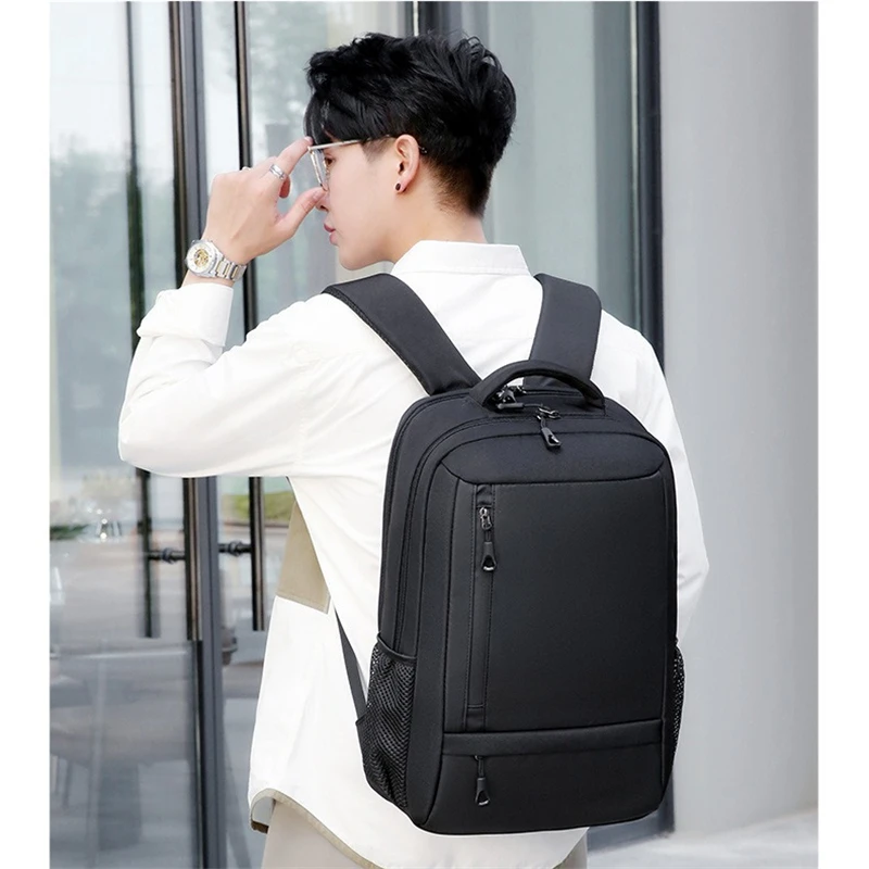 Nesitu Waterproof Large Capacity A4 14 15.6 inch Laptop Men Women Backpack Schoolbag Travel Bag Black M6139