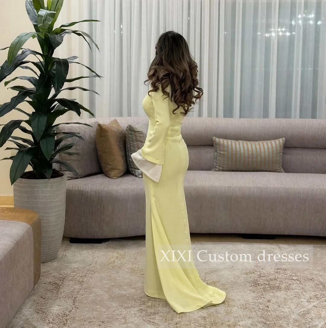 XIXI فساتين سهرة A-Line High Hollow Out Floor-Length Long Sleeves Wedding Party Dress Evening Dress Formal Occasion Dresses Vest