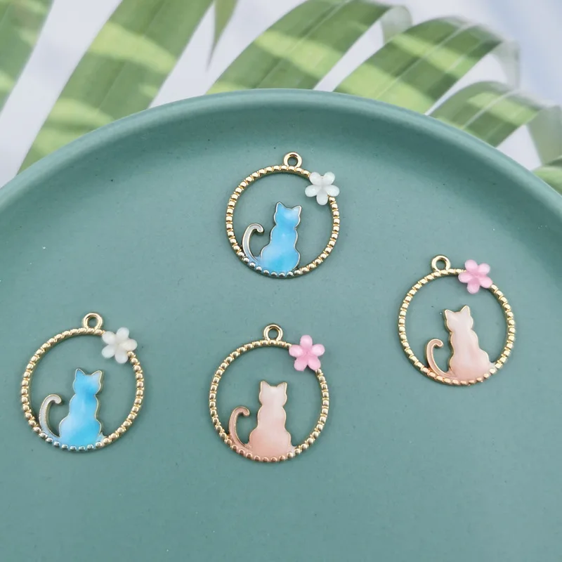 Fashion Cute Cat Sakura Key Chain Women Handbag Car Keychain Mobile Phone Rope Trinket Wedding Jewelry Girl Party Gift K80