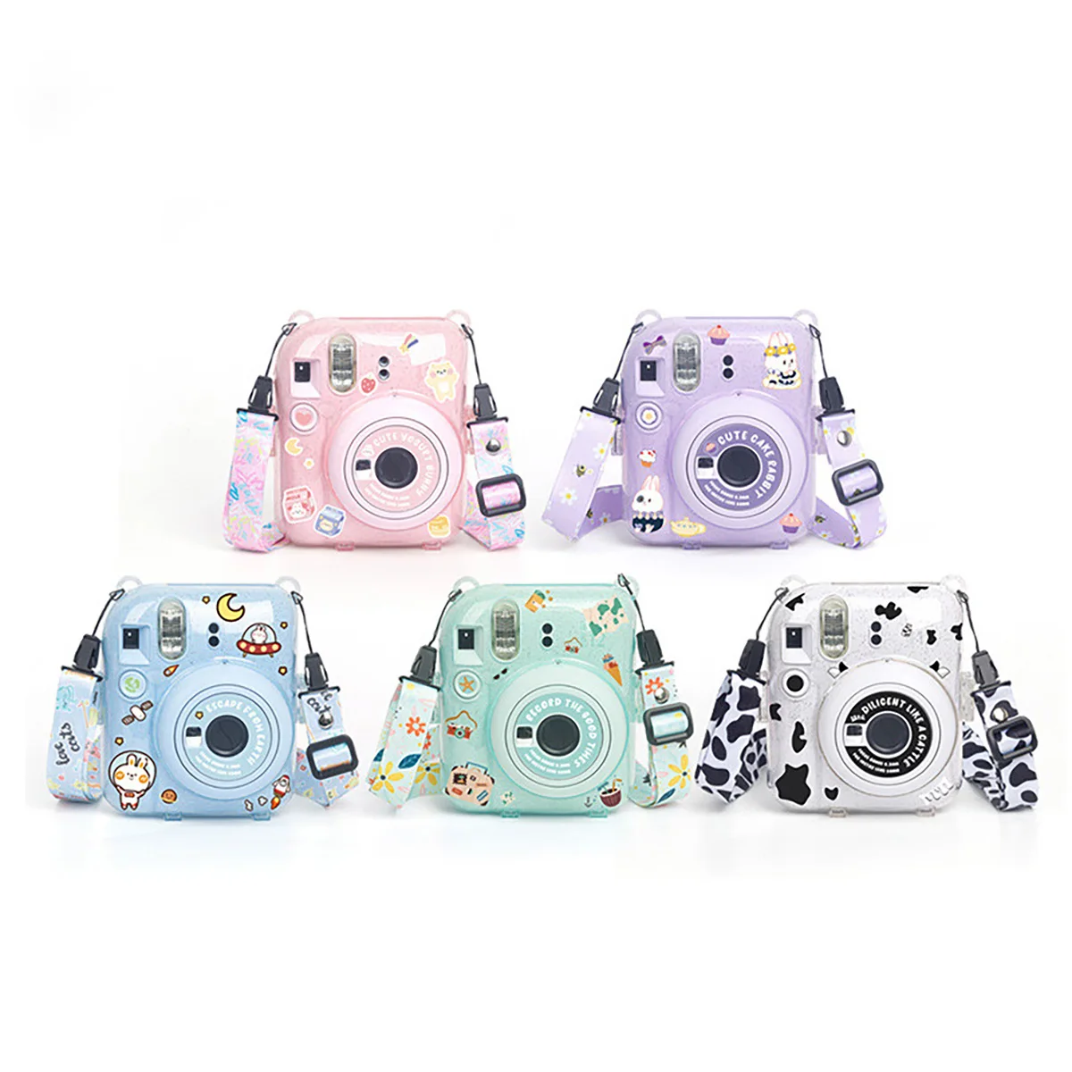 Transparent Film Storage Bag, Camera Bag, Travel Protective Case Three-Piece Set for Fuji Mini 12, with Cute Stickers - view 5