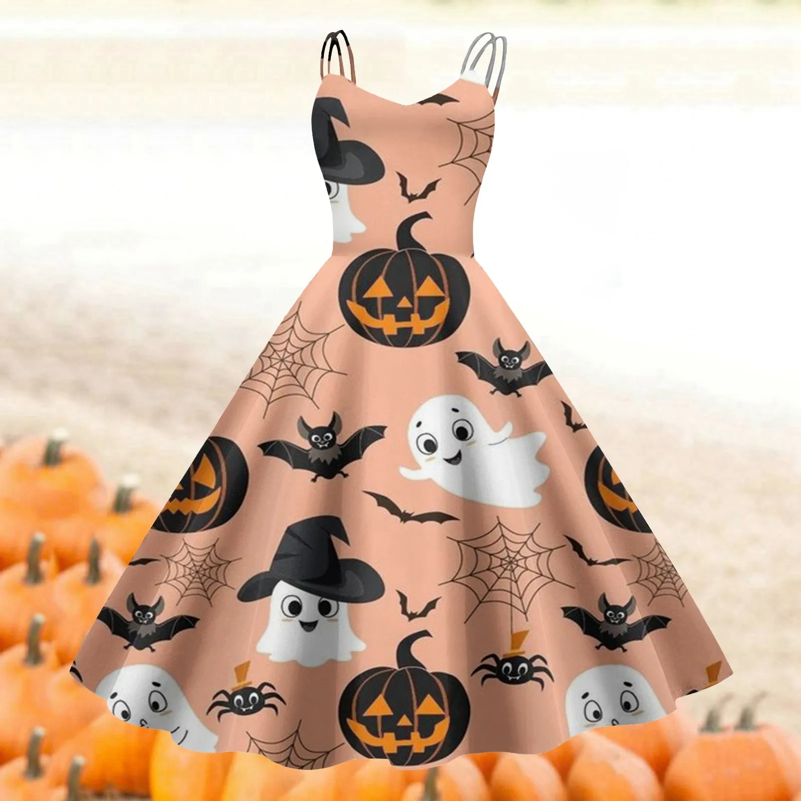 Boho Halloween Print Jurk Casual Maxi Voor Dames Zomer Jurk