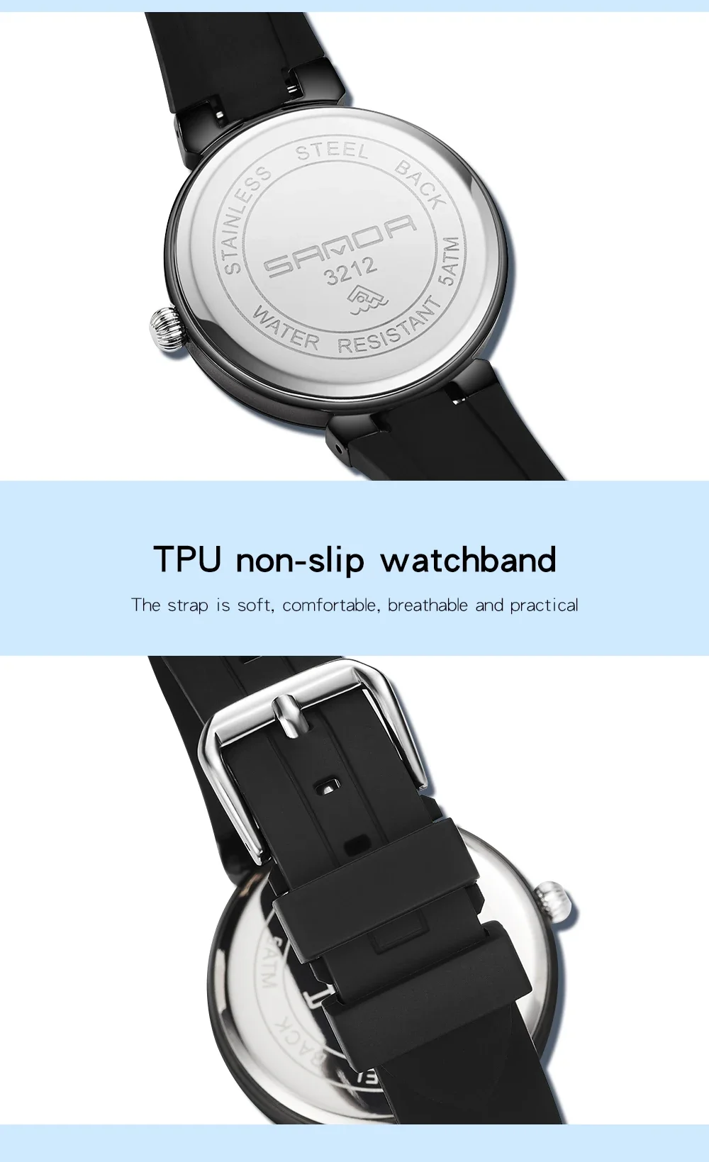 Sanda 3212 New Hot Selling Double Needle Half Quartz Watch Fashion and Trendy Versatile Simple Women's Night Glow Watch