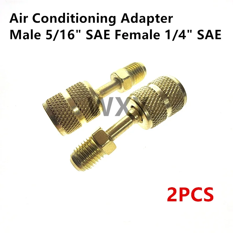 2Pcs Air Conditioning Adapter Male 5/16" SAE Female 1/4" SAE For R410 R32 Adapter Air Conditioning Repair Fluoride