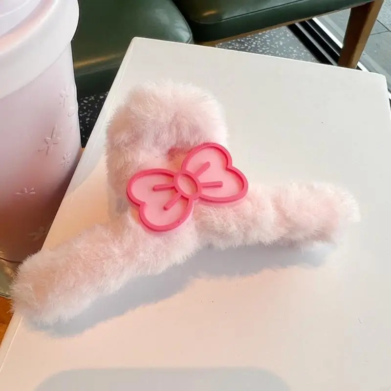 نجمة خماسية وردية اللون من القطيفة لاصطياد الشعر على شكل نجمة Bowknot للفتيات Y166 #2