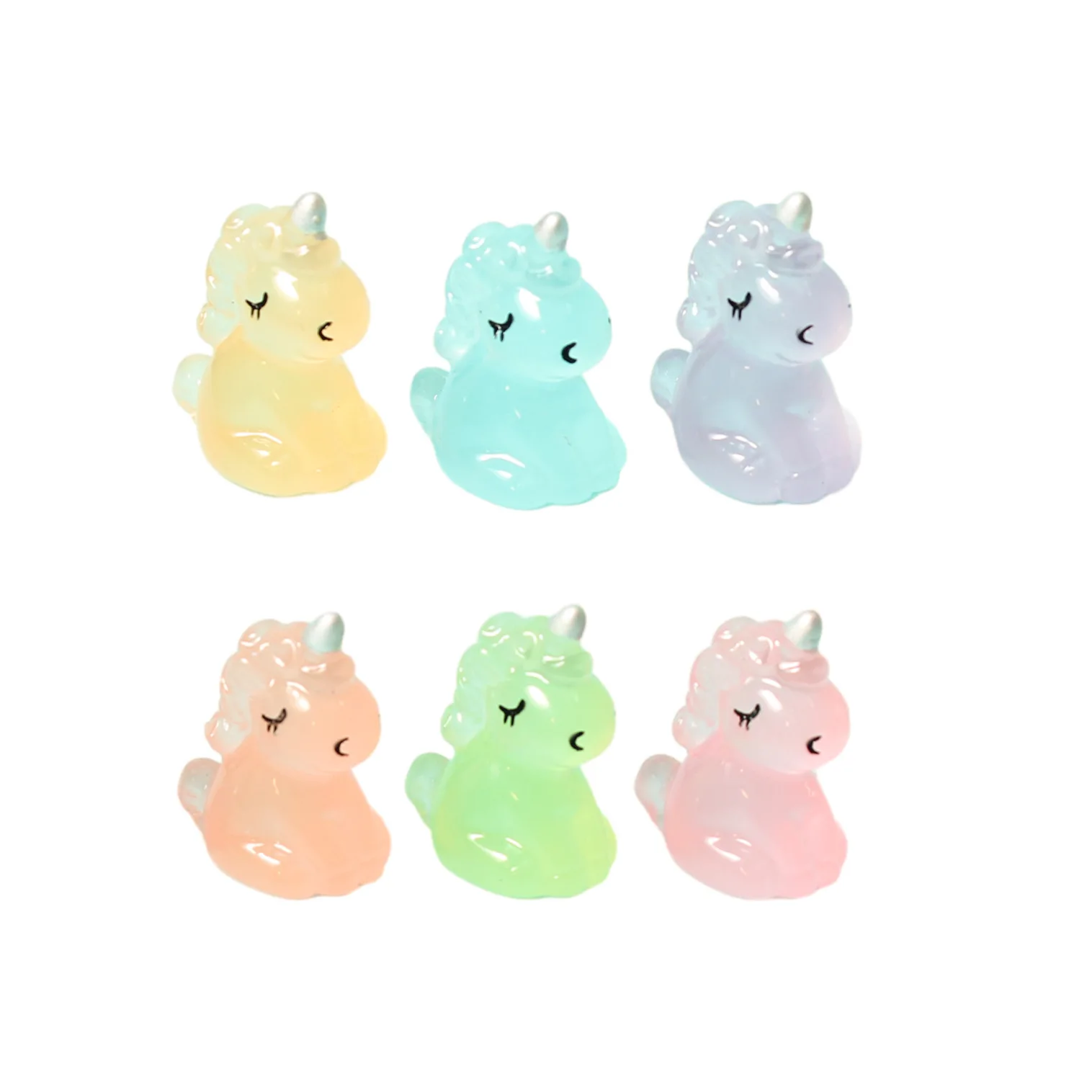 10 Uds. De dijes de unicornio y caballo 3D luminosos Kawaii, colgantes de animales para fabricación de joyería DIY, pendientes, llaveros, juguetes