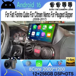 Android 16 For Fiat Fiorino Qubo For Citroen Nemo For Peugeot Bipper 2008 - 2017 Car Radio Stereo Multimedia Player Stereo
