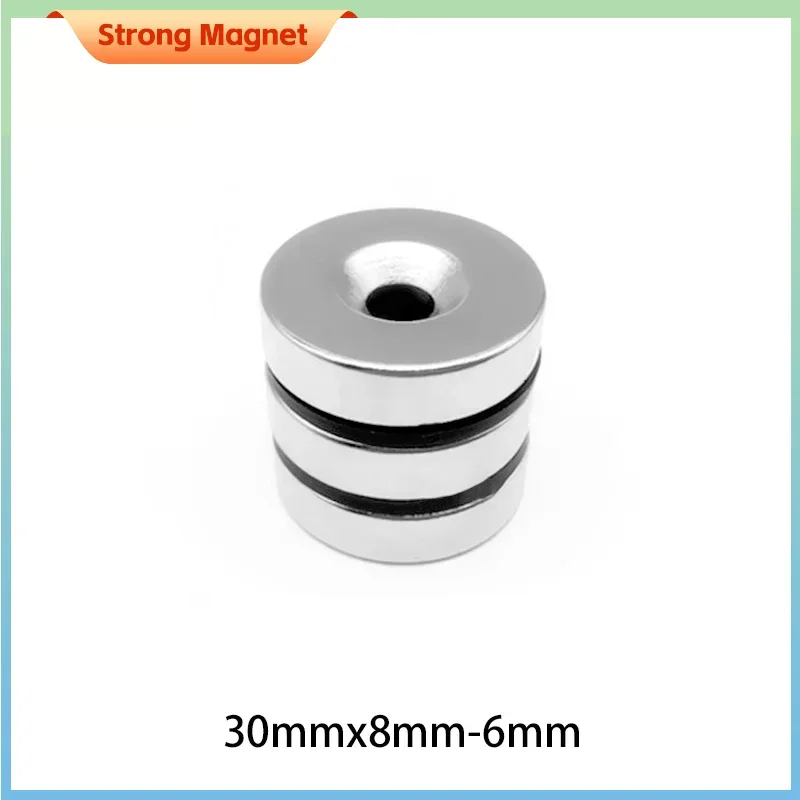 

1/2/5/10Pcs 30x8-6mm Round Strong Magnets with 5mm Hole Disc Countersunk Fridge Magnet Search Neodymium Magnets Magnetic Sheet