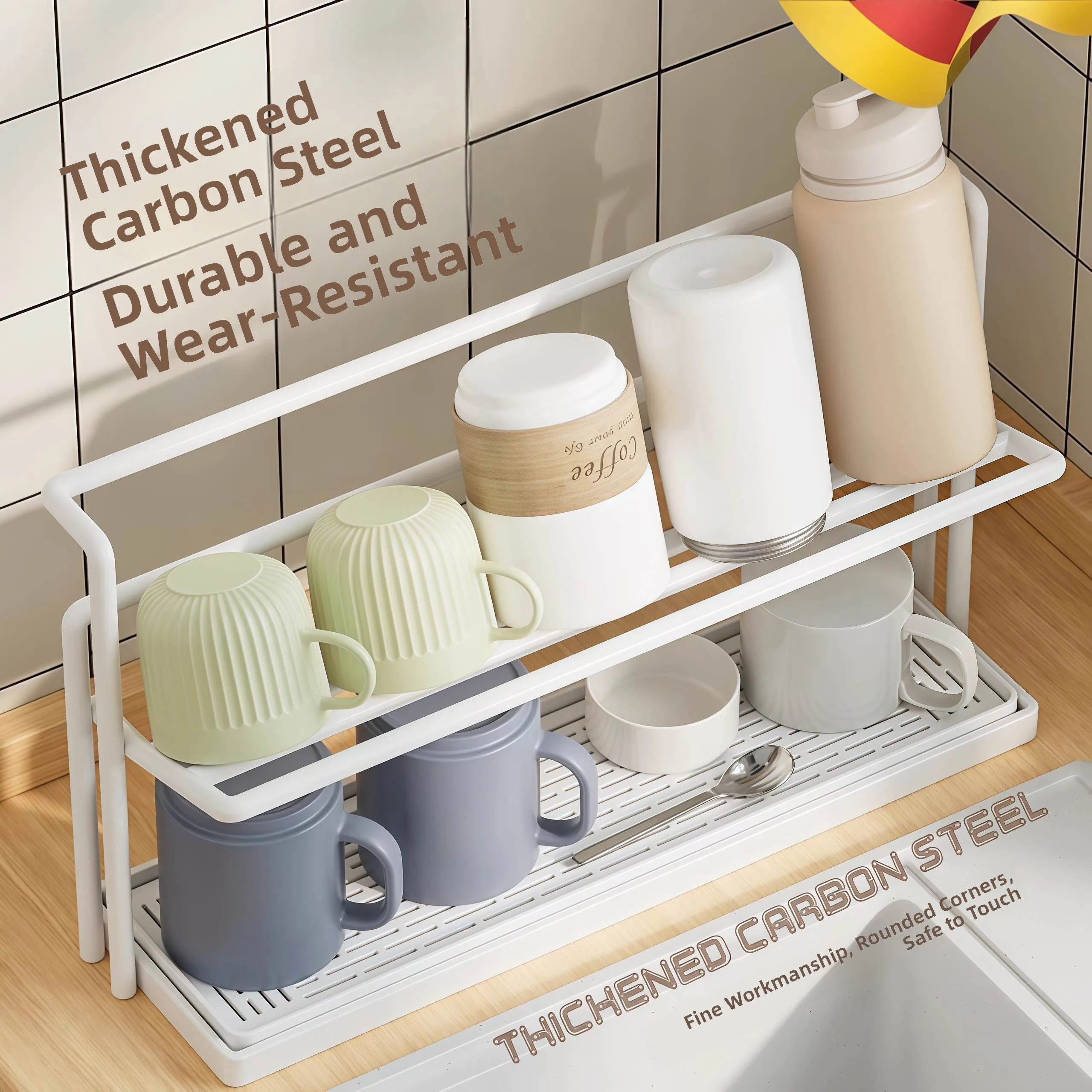 

Double Layer Kitchen Cup Holder Tea Cup Coffee Cup Storage Ra Cup Stand Countertop Organizer Drain Plate Stand