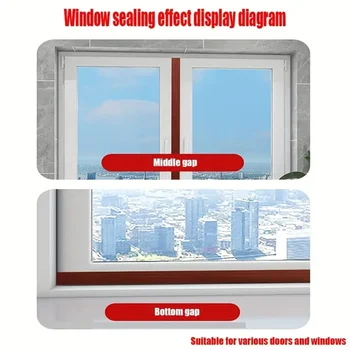 Silikonová těsnění proti průvanu, zarážka dveří, okenní těsnění, udržuje domov v teple, prachu a hluku, izolace, těsnění proti nárazu, mezery dveří 10 nejlepší prodej Větrná zábrana na okno - №8