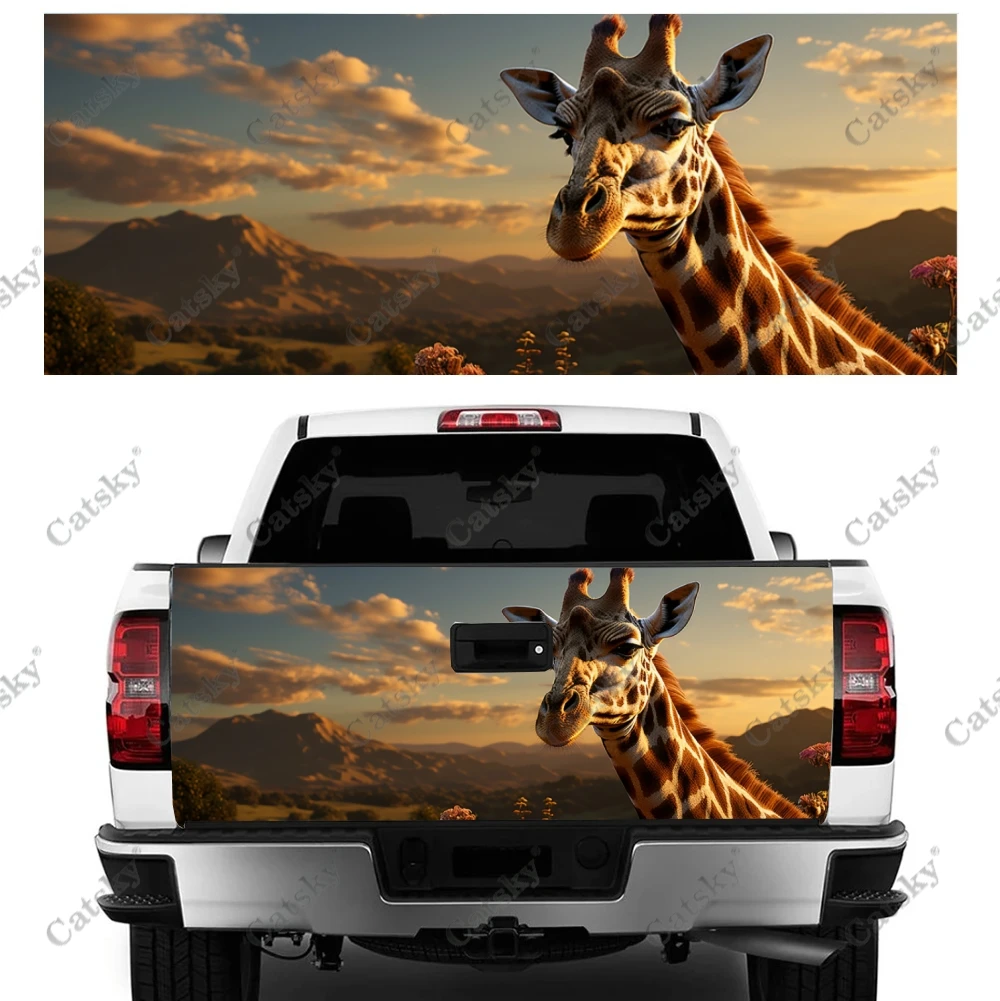 Animal Giraffe Truck Tailgate Wrap Professional Grade Material Universal Fit for Full Size Trucks Weatherproof