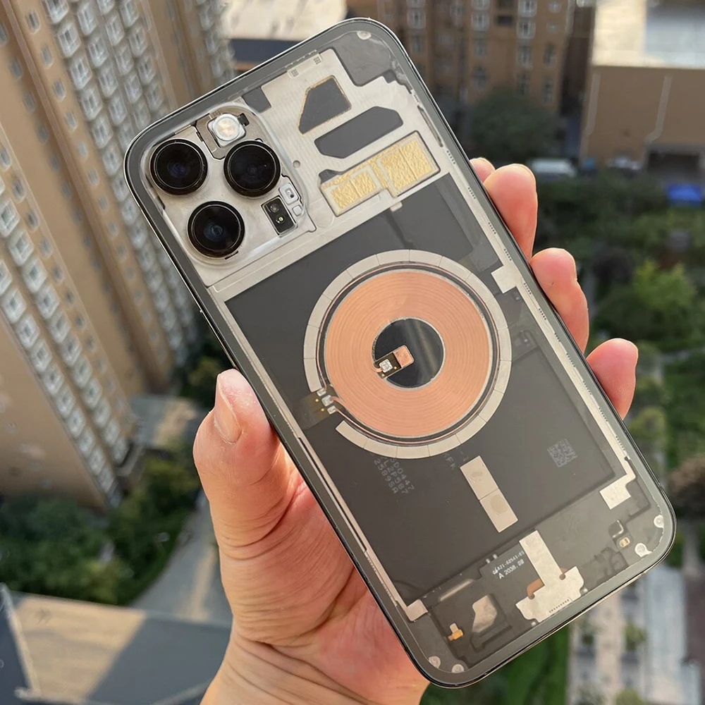 For iPhone 12Pro Pro Max Transparent Rear Housing Replacement Mod Kit Viral Explorer Version OEM Standard Fit Back Shell
