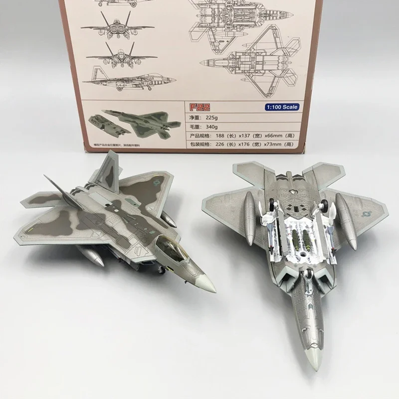 

1/100 Scale Military Model Lockheed F-22 F22 Beast Mode Raptor USA Army Air Force Diecast Metal Plane Model Toy