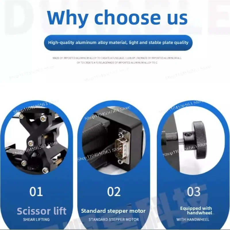 PT-GD401 Precision Motorized Z-Axis Lift Stage 60mm Stroke Scissor Positioning Platform for Lab Equipment
