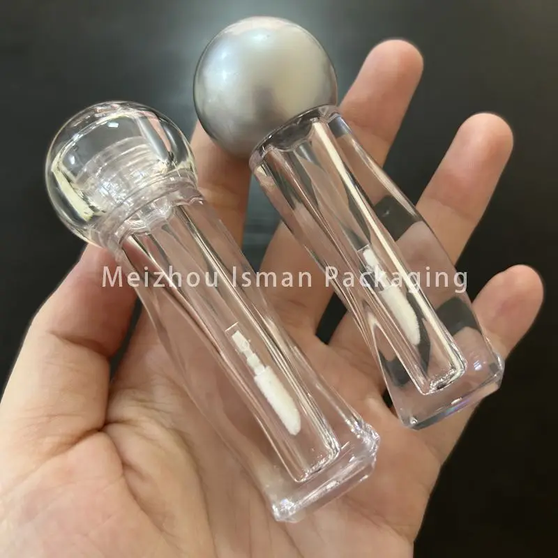 

50pcs Refillable Empty Luxury Sliver Clear Ball Wand Lipgloss Containers Irregular Lip Gloss Tube Lip Tint Bottle Packaging 3ml