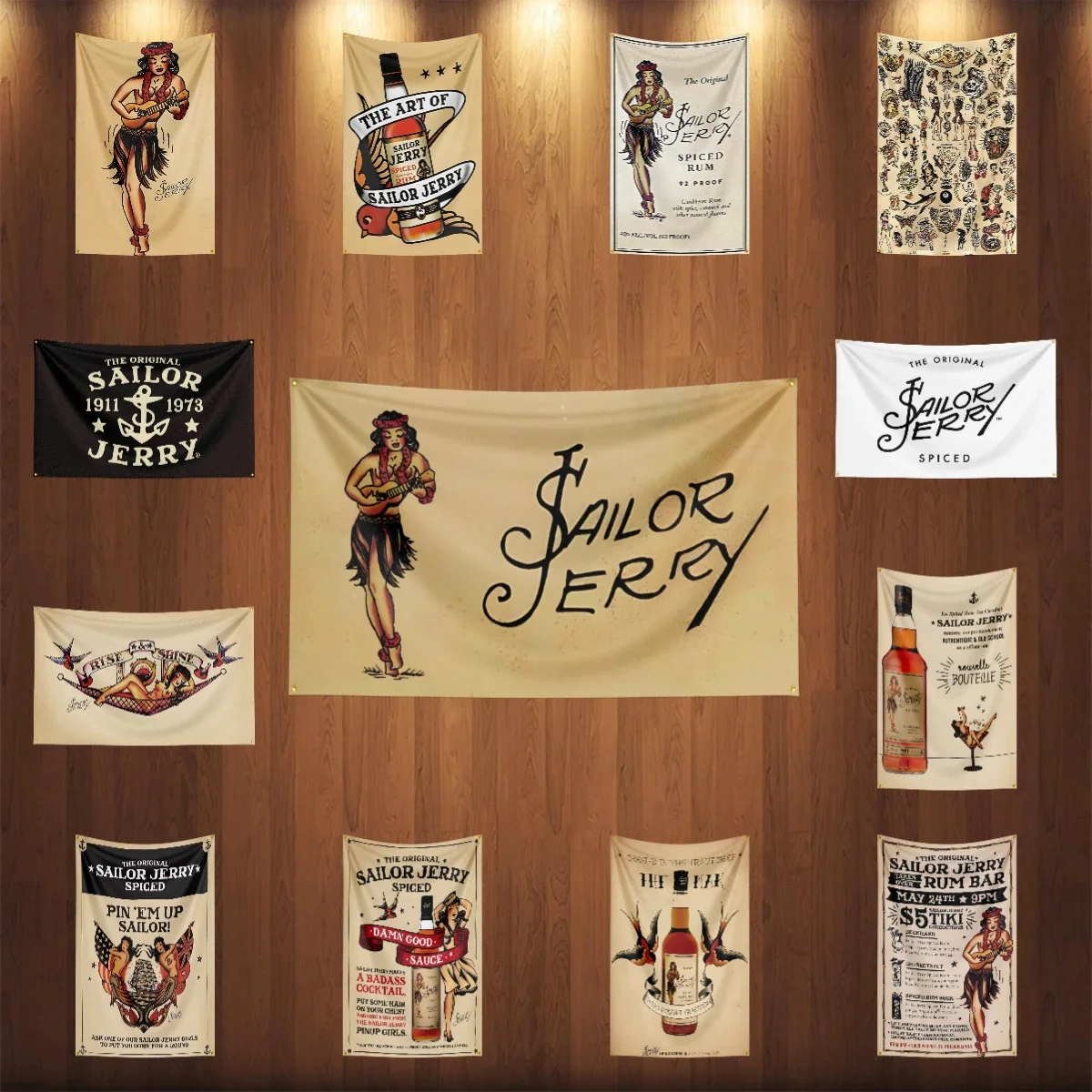 Bandera de poliéster impresa de 3x5 pies con diseño de ron S-Sailor Jerry, para decoración, bebidas, ron, cerveza