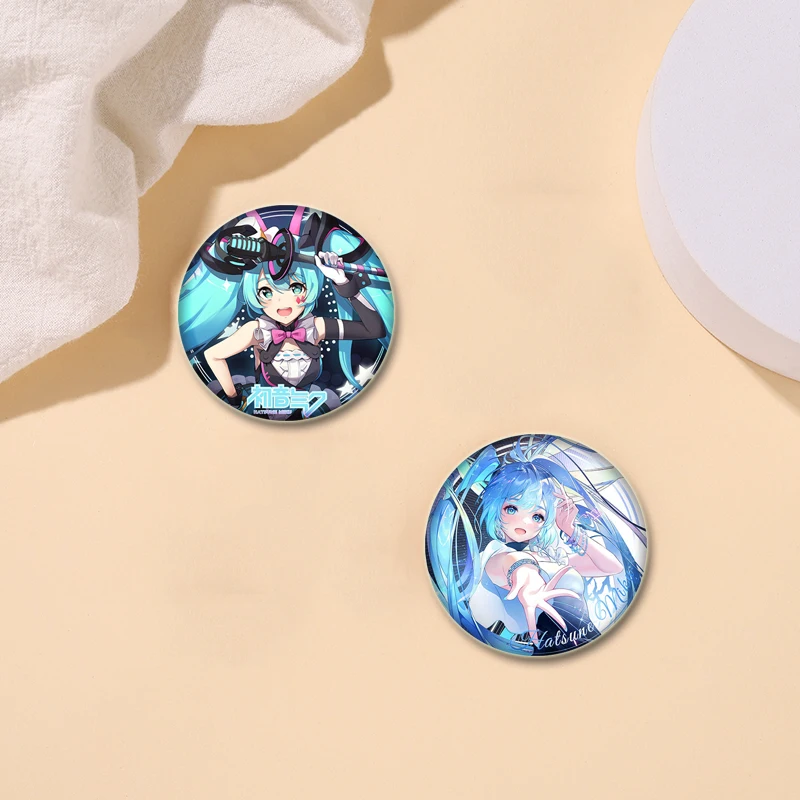 58/44/32mm Miku Anime Round Pins Cartoon Badges Cosplay Handmade Tinplate Brooch on Backpack Clothes Chest Ornament Gifts