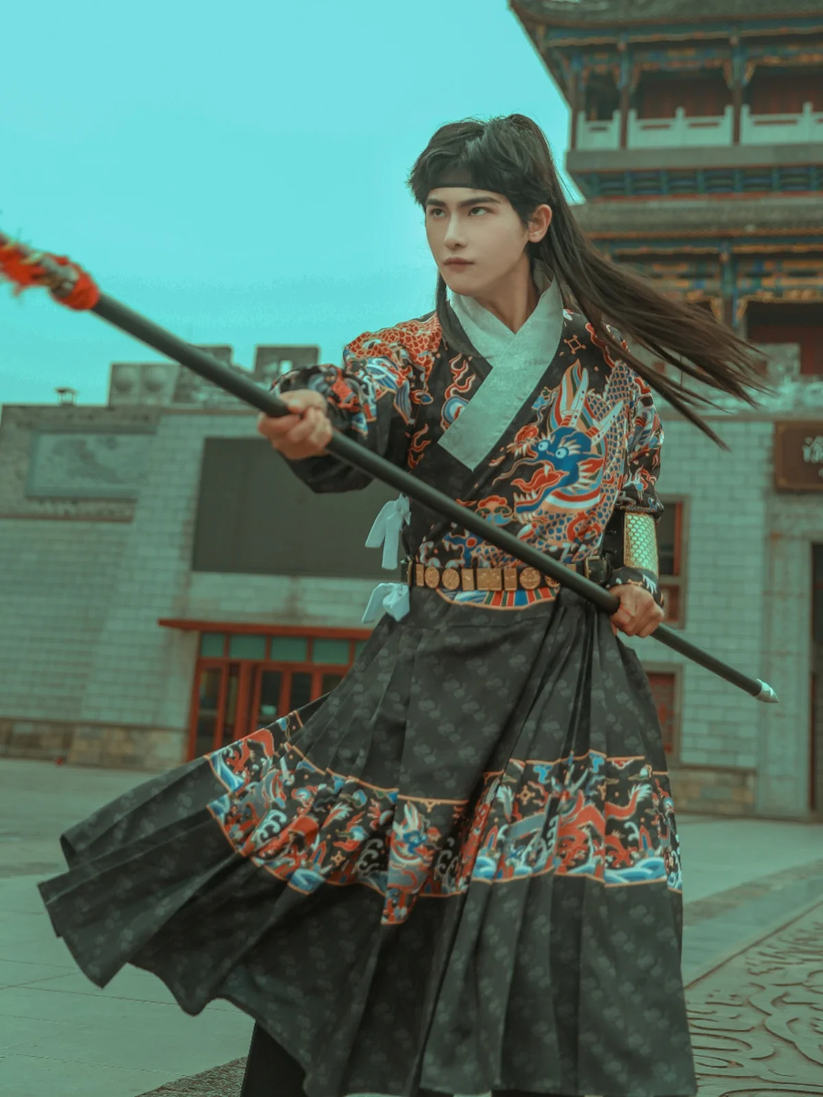 Hanfu traje de pez volador estampado para hombres y mujeres, mismo estilo, Ming