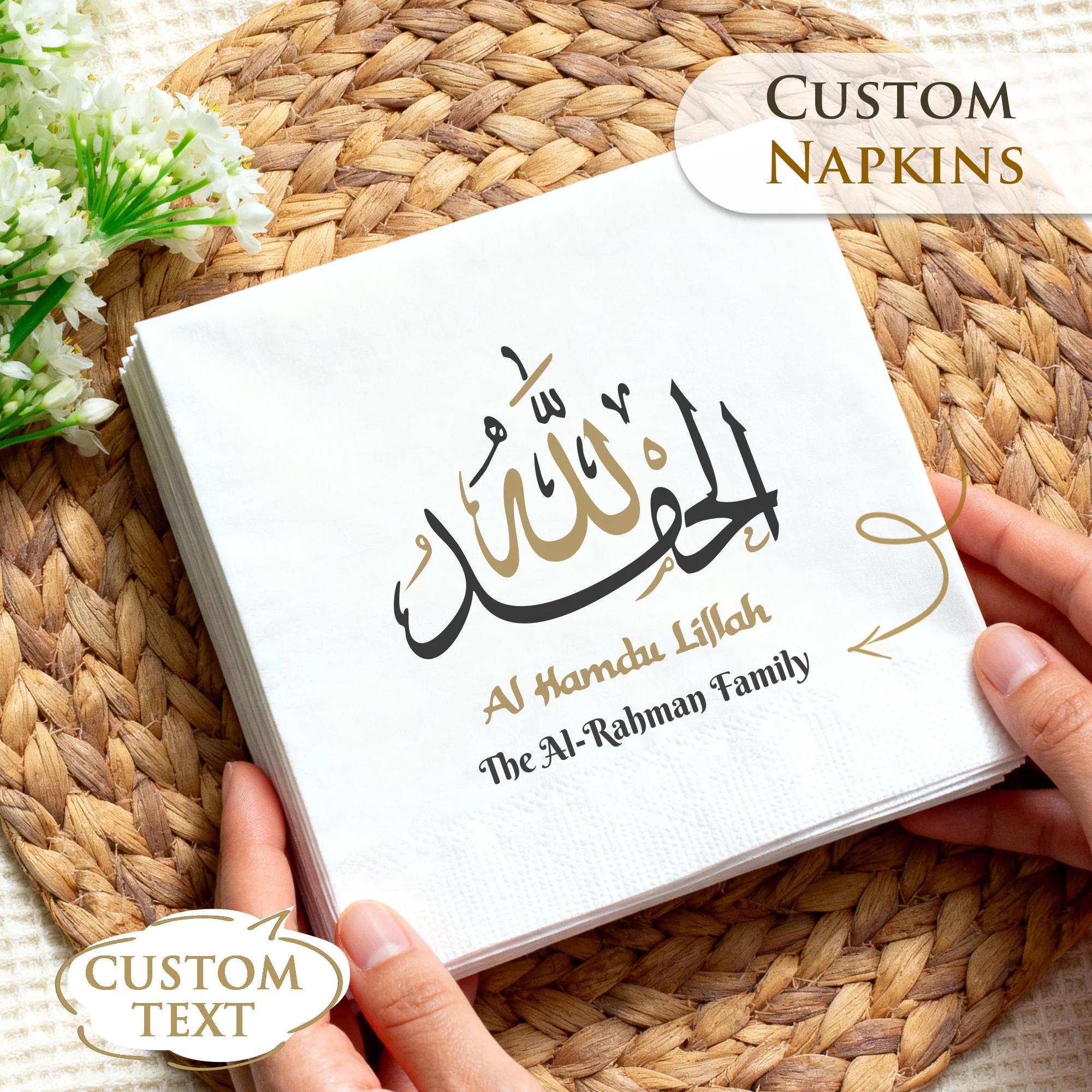 

Ramadan Mubarak Personalized Paper Napkins Custom Eid al-Fitr Blessed Ramadan Napkins Disposable Napkins,for Ramadan Party Decor