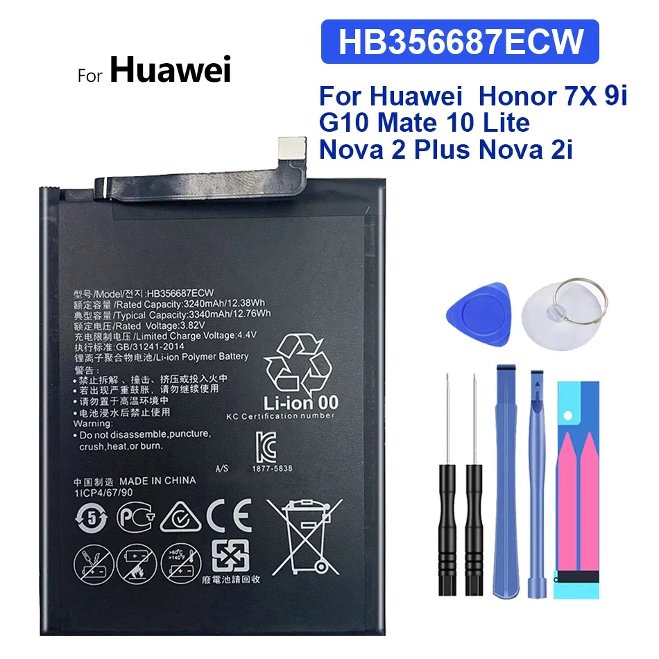 Battery HB386589ECW,for huawei Honor 7X, P9, 9, 9i, 8, 9 Lite, View 10, V10,Nova 2i 3, 3i, 3E,4, 4e,Mate 10 Lite,Pro 20