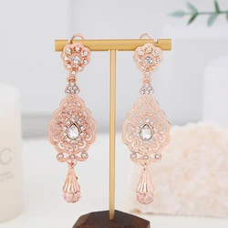 Arab Earrings Elegant In Moroccan Style For Women Gold Plated Rhinestones Of Many Colors Wedding Jewelry Drop Valentines Gift