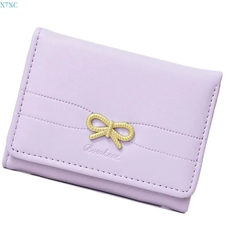 

X7XC Women Wallet Simple Trifold Wallets PU Leather Purse Short Wallet Small Trifold Cash Card Holder Bag Compact Wallet