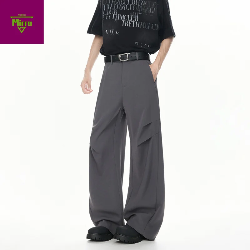 

【Mirrordust】25Autumn American Style Margiela Straight Casual Floor-Length Draped Semi-Elastic Ice Silk Trousers