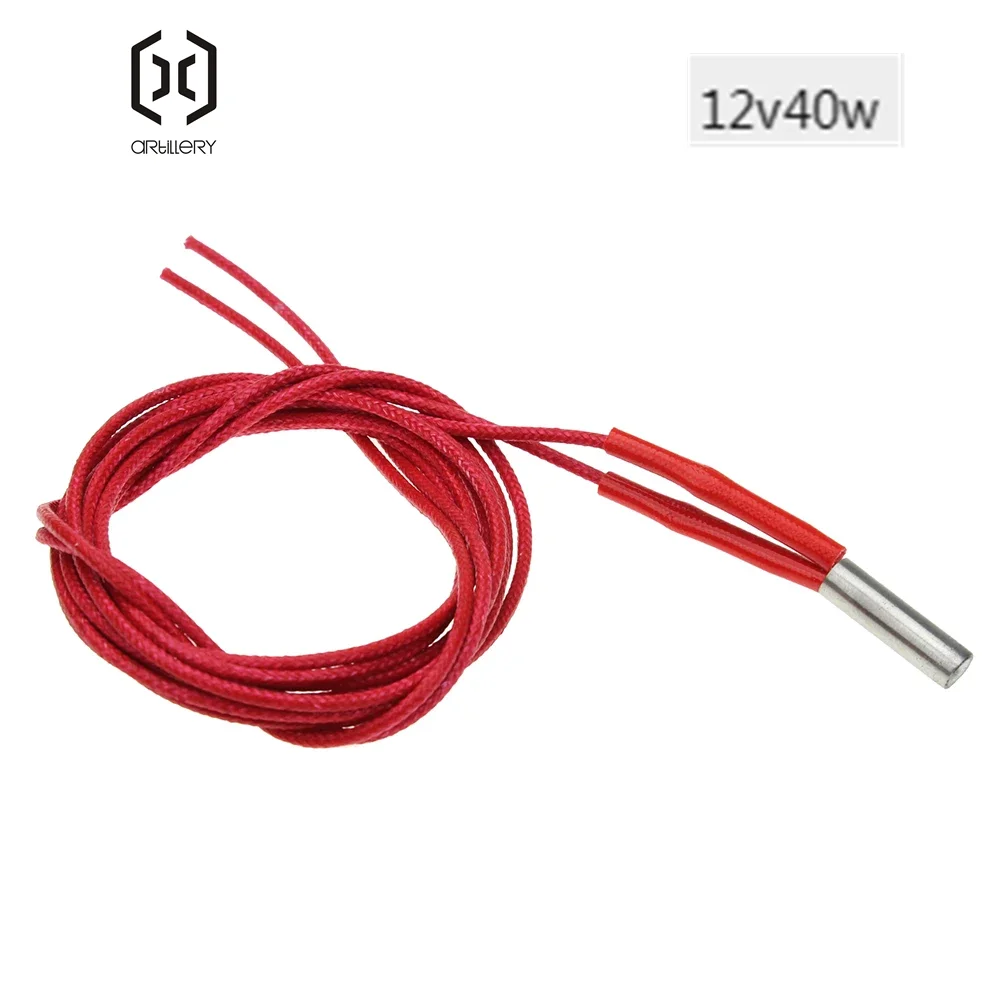 

3/5-Pack 3D Printer Ink Cartridge Heater 12V/24V 40W 6x20mm 1m Red Extruder Heating Parts Compatible with Most 3D Printers
