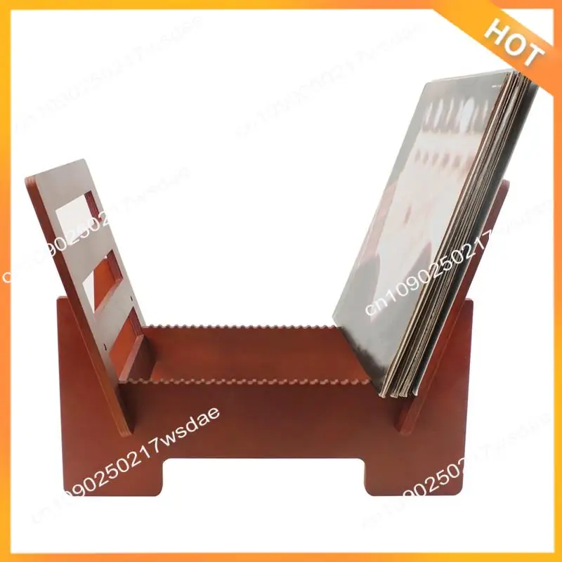 

X08A Vinyl Record Storage Holder Large Capacity Display Stand With Clear Acrylic Ends Wooden For LP Album Deskop Rack