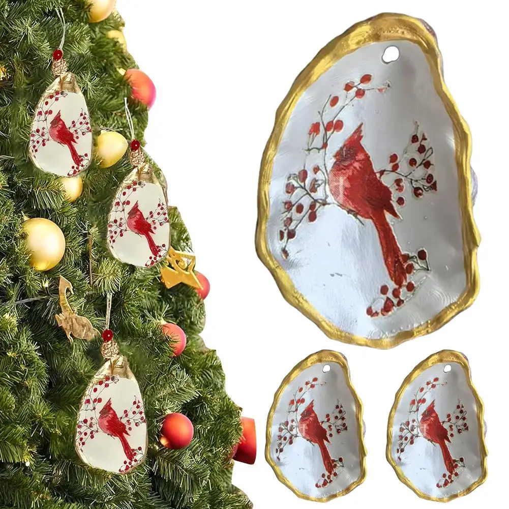 Handmade Oyster Shell Christmas Ornament Resin Oyster Shell Xmas Ornament Hanging Pendants For Christmas Tree C7D4