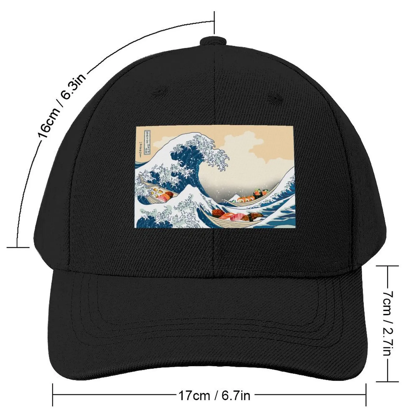 The Great Wave of Sushi Baseball Cap Beach Outing Golf Hat Man Golf Wear Men Women's