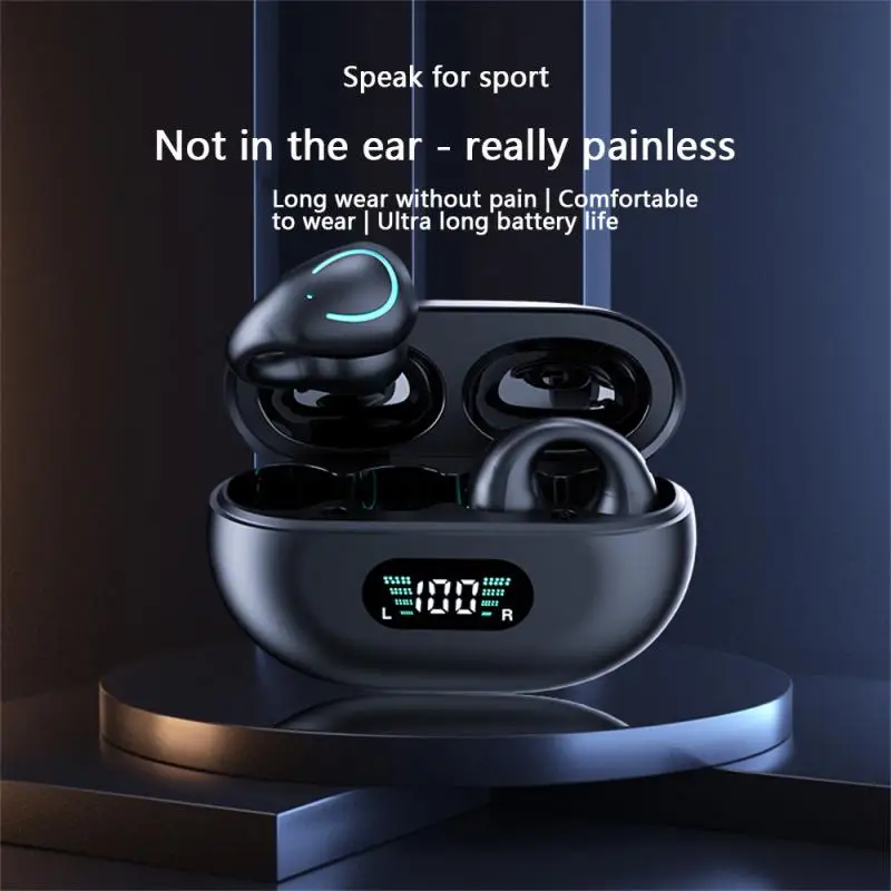 Headphones About 2 Hours With Mic Wireless Ear Earring For Ambie Sound Earcuffs Earbud Type-c Bone Conduction