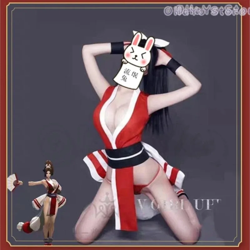 Juego KoF Mai juego de rol luchador Mai Shiranui Cosplay disfraz peluca traje Sexy Kungfu Halloween vestido elegante para mujer traje de fiesta