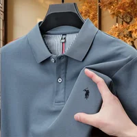 Marca de moda Otoño e Invierno 100% algodón puro hombres original bordado polo camisa cómoda y transpirable top de manga corta