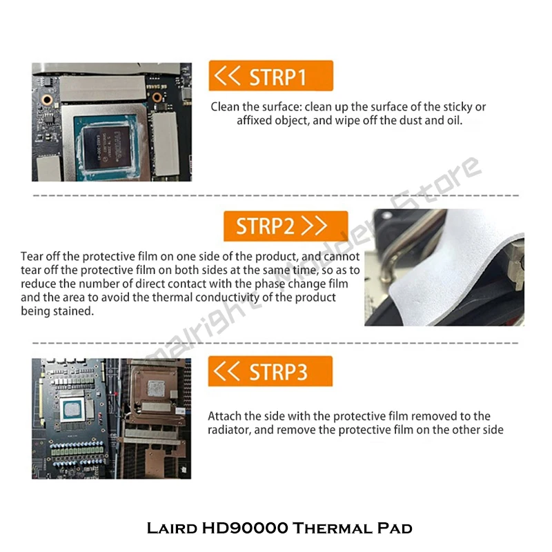 Almofada térmica HD90000 de Laird 7.5W/mK para memória RAM do cartão 0.5/1.0/1.5/2.0/2.5/2.5/3mm do M2 RTX 3000 3080 3090 VGA, macio, 80x40 100*100