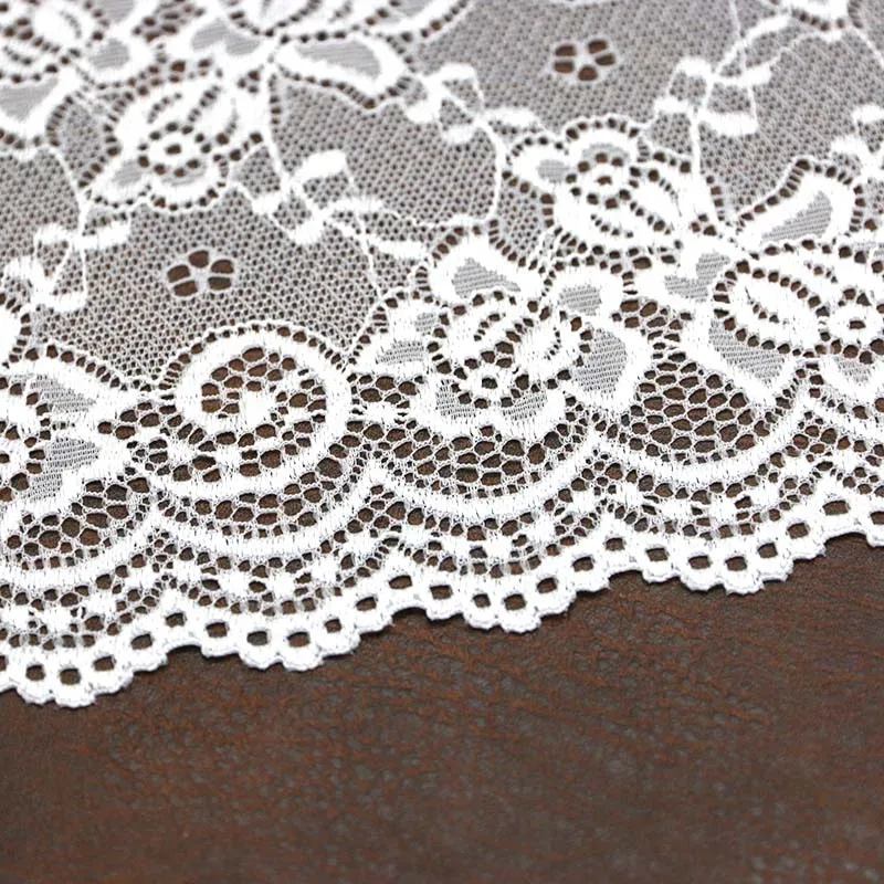 (3 meters/roll) 150mm Width White Elastic Lace Fabric French Hollow Underwear Lace Trim Curtain Tailing Decoration Clothes