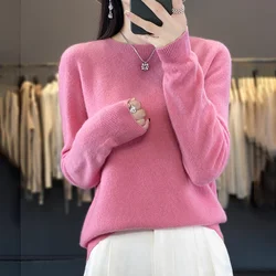 Spring And Autumn Simple Sweater Round Neck Line Clothing 100% Pure Wool Women's Knitting Base Fashion WQ012