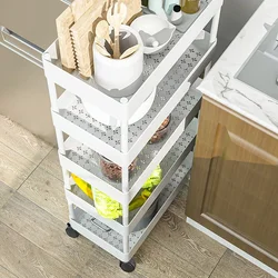 3/4 Tier Rolling Cart Storage Shelf Movable Gap Storage Rack Kitchen Bathroom Large Capacity Organizer Snack Cosmetic Holder