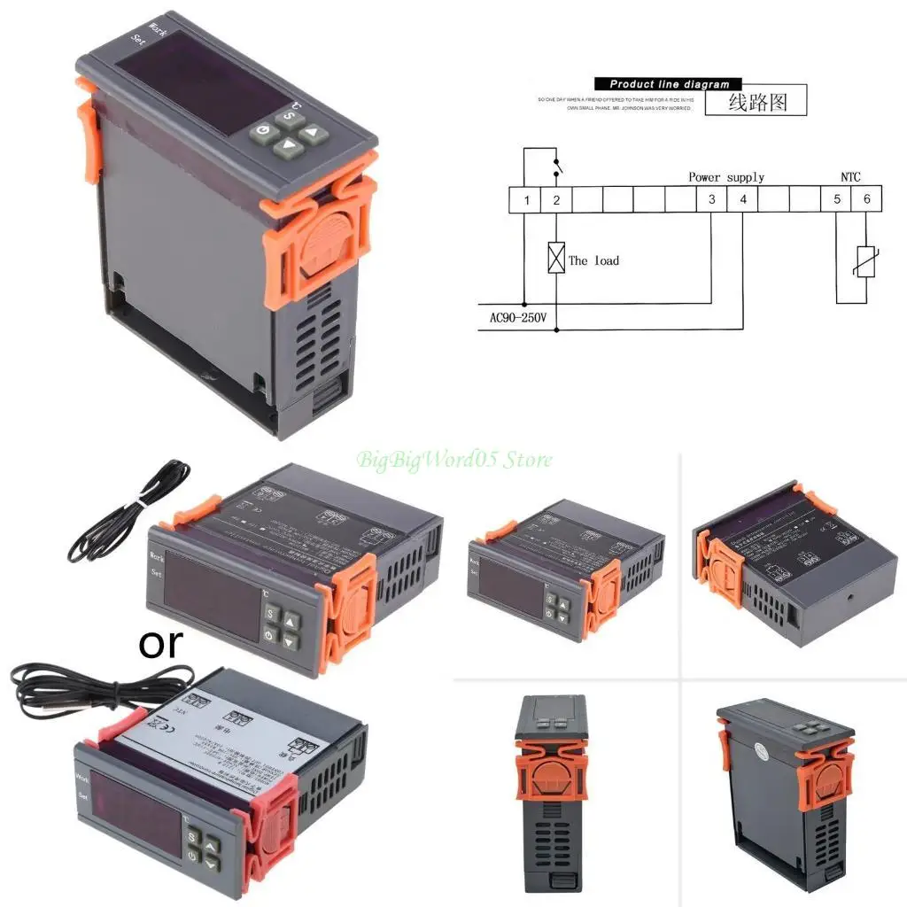 

24TE AC 90-250 В стоградусный цифровой термостат с регулятором температуры для датчика Re