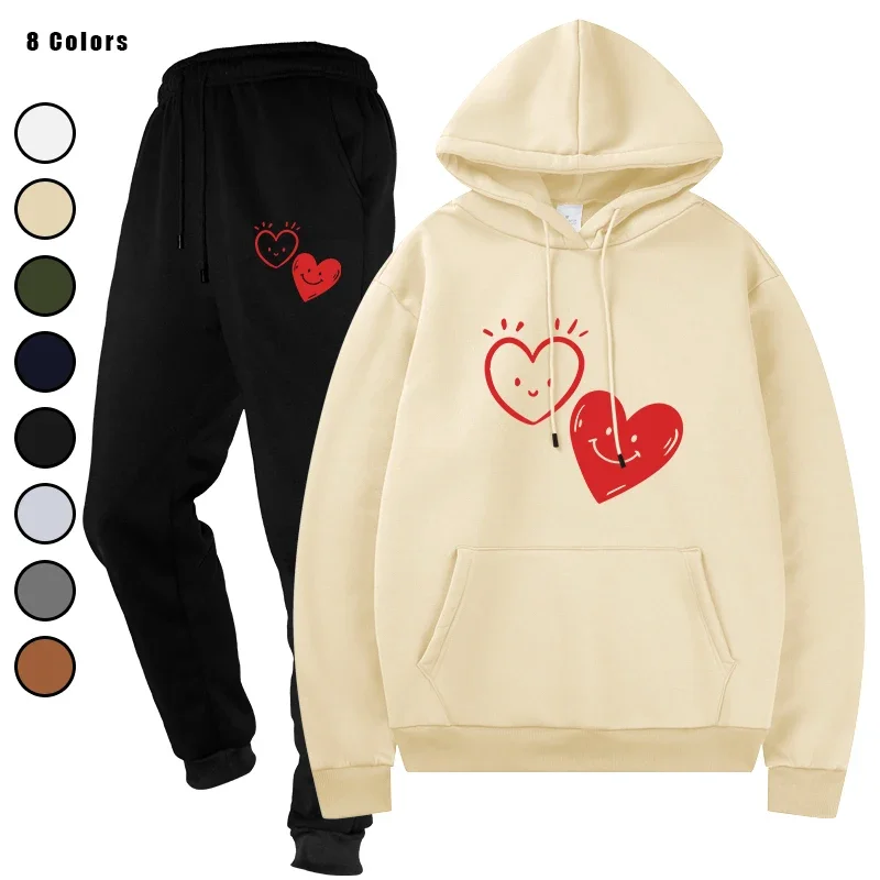 

Базовые флисовые толстовки и спортивные штаны, комплект унисекс, спортивная одежда для бега для мужчин, базовый флисовый спортивный костюм, осенний ансамбль