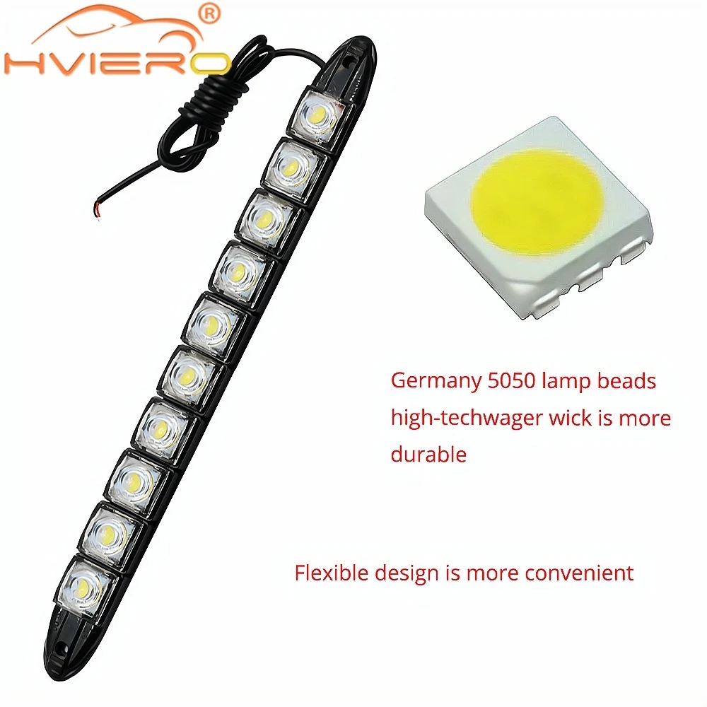 2x Car LED COB DC 12v 10LED White License Plate Lights Fog Day Lamp Waterproof Drl Turn Signal Light Car Auto Lamp Drl Fog Lamp