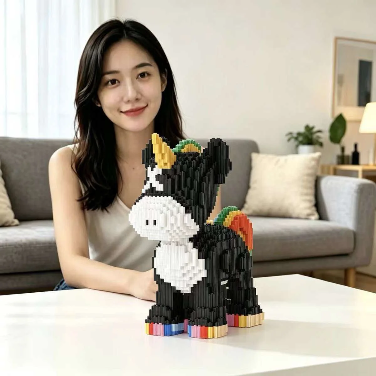 3D Animal Cute Rainbow unicorn Building Blocks Small Particle Learning Interactive Playtime Brick Ornaments Toys Kids Gifts