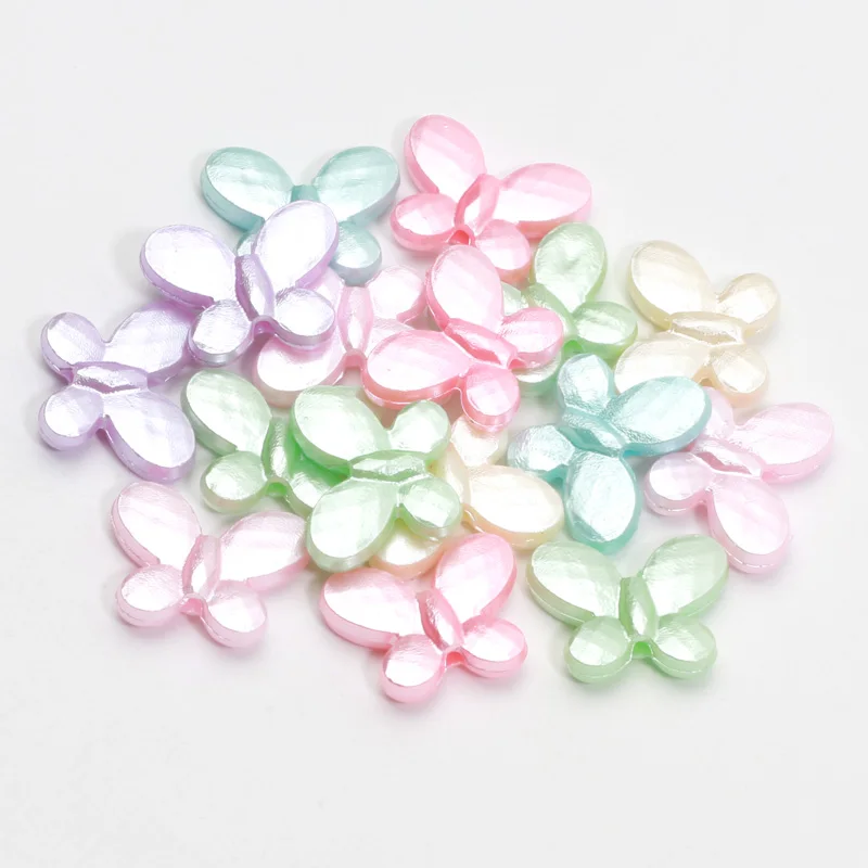 Acrylic Spacer Beads 13x17mm 50pcs Pearlescent Colored Butterfly Beads Acrylic Beads For Making Jewelry DIY Handmade Accessories